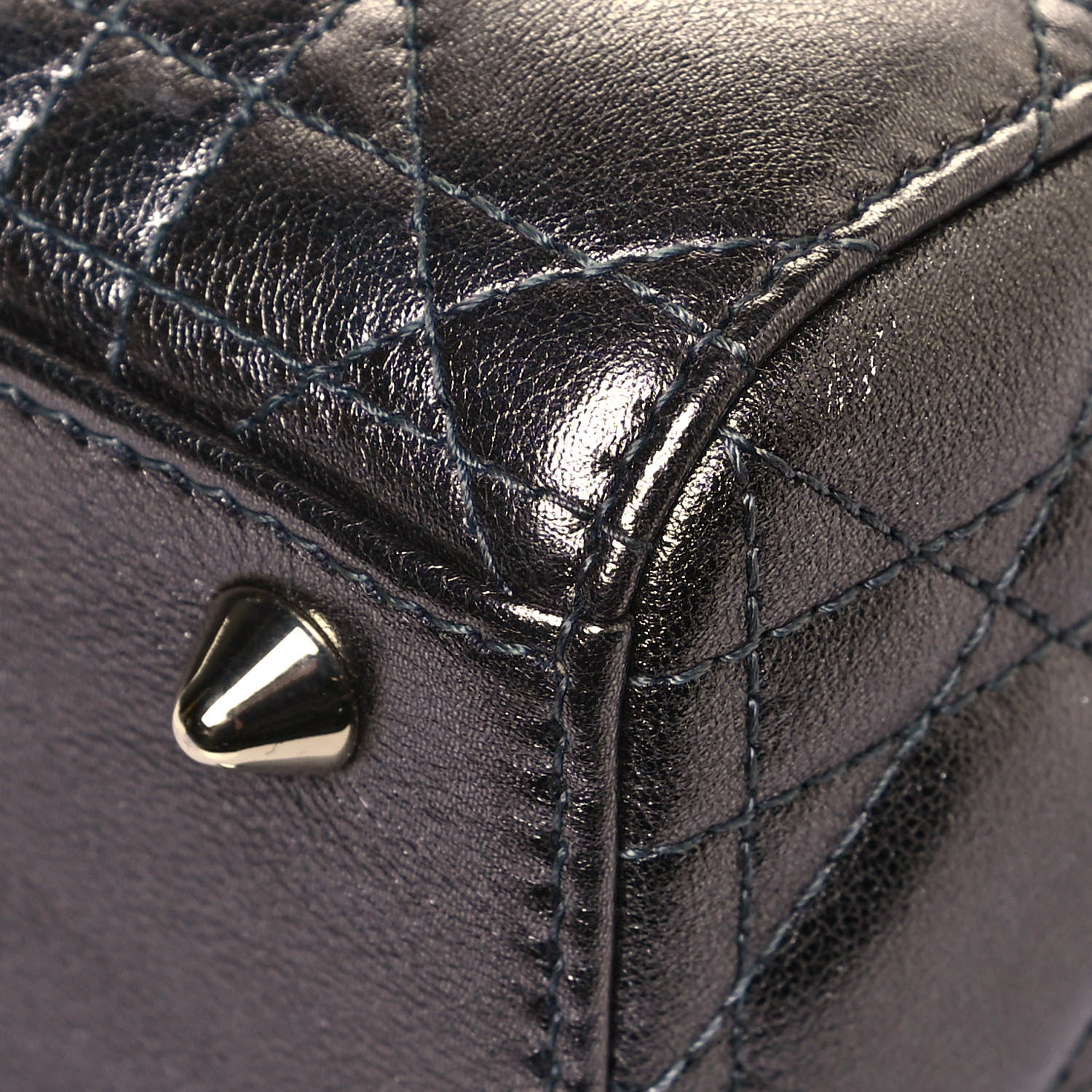 Christian Dior Metallic Grained Calfskin Cannage My ABCDior Lady Dior Gunmetal 11 of 12