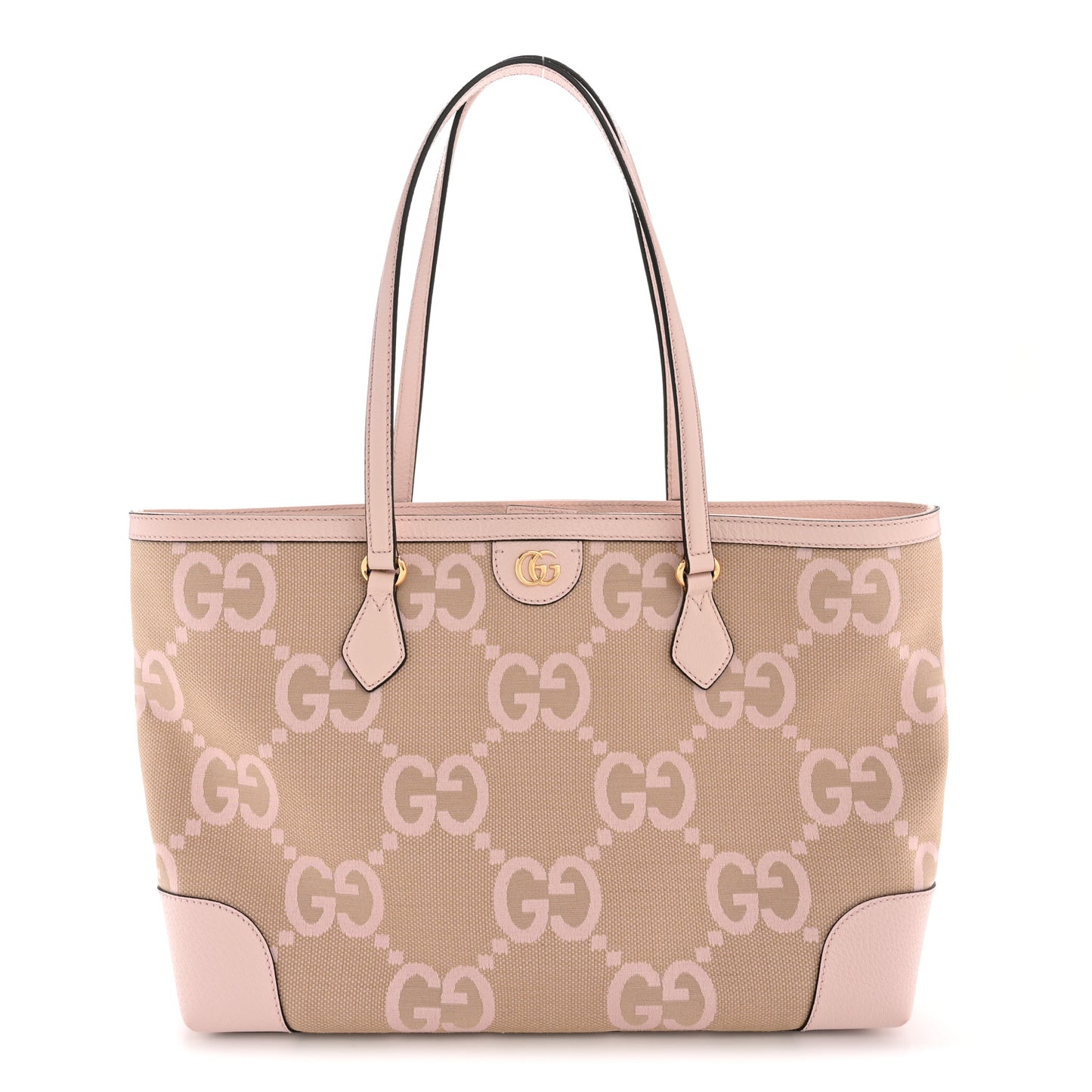 Monogram Jumbo GG Textured Dollar Calfskin Medium Ophidia Shopping Tote Beige Perfect Pink