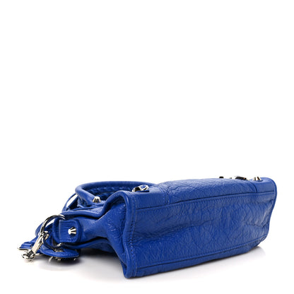 Balenciaga Agneau Classic Silver Hardware Mini City Logo Strap Bleu Electric Black 5 of 11
