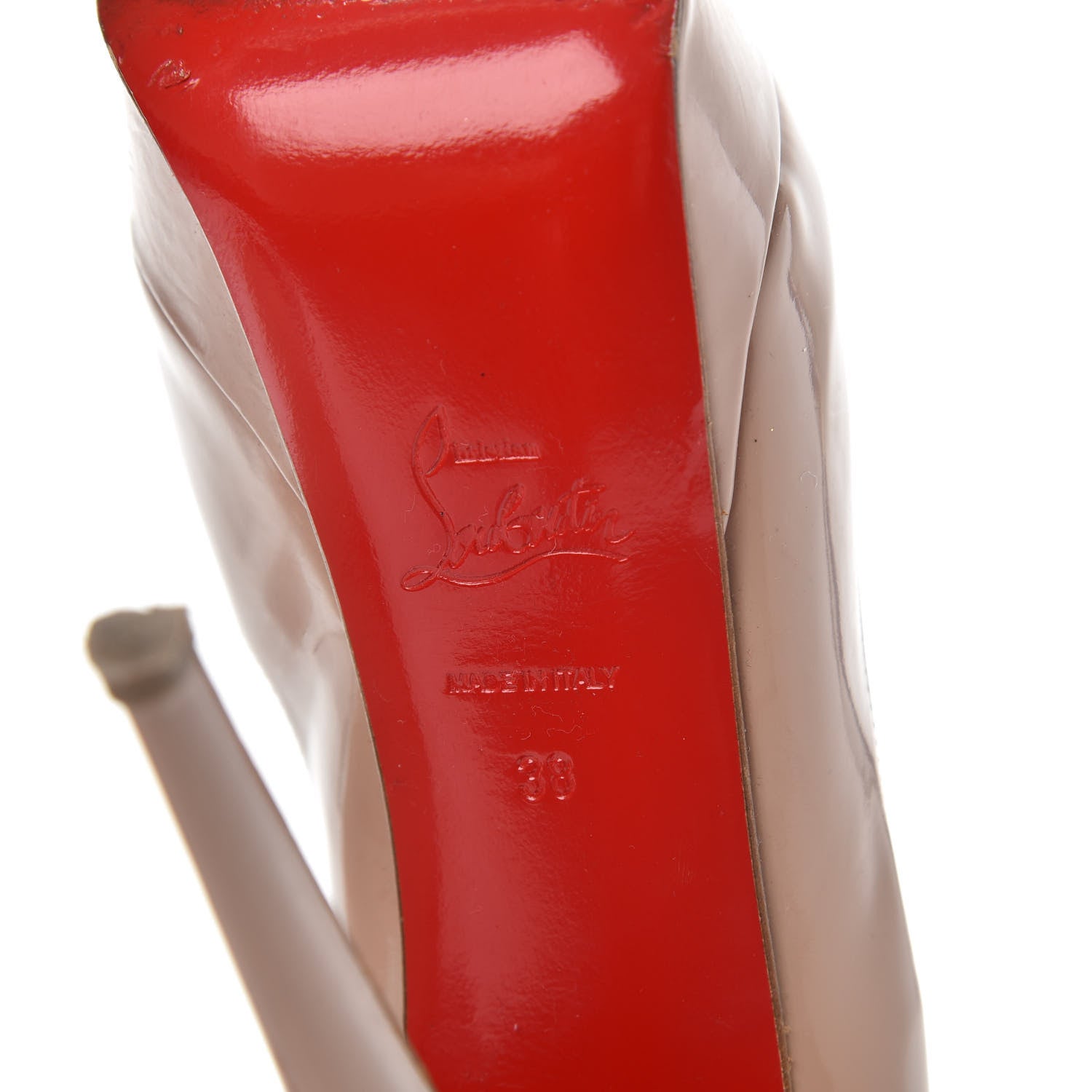 Christian Louboutin Patent Lady Peep 150 Pumps 38 Nude 6 of 10