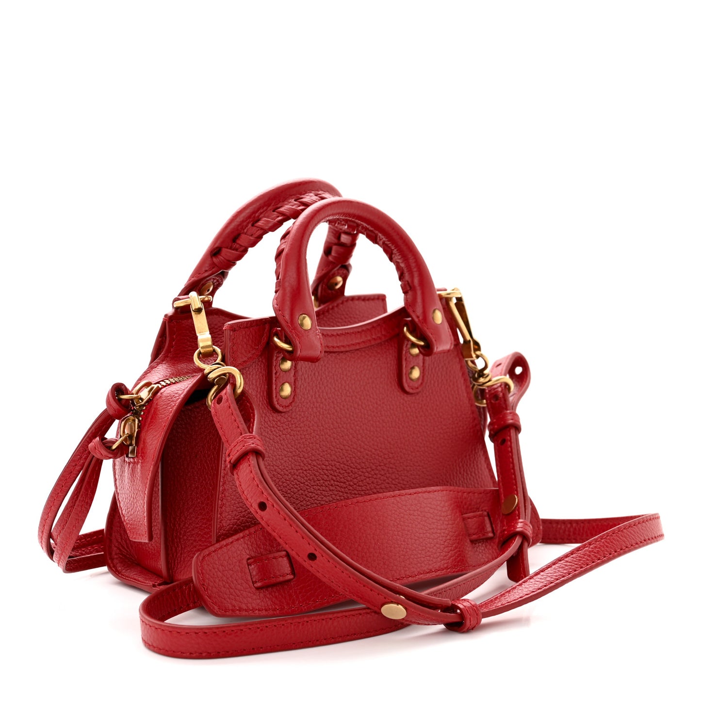 Grained Calfskin Neo Classic Gold Hardware Nano City Crossbody Medium Red