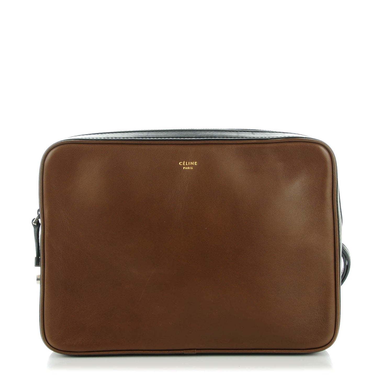 Nappa Side Lock Dragonne Clutch Brown Black