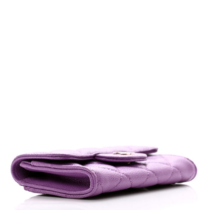 Chanel Caviar Quilted Flap Card Holder Wallet Purple 4 of 10