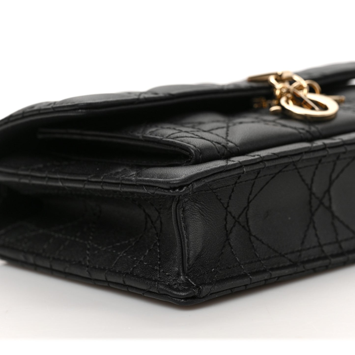 Lambskin Cannage Lady Dior Chain Pouch Black
