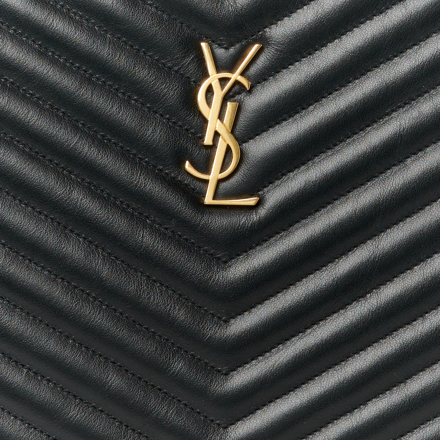 Saint Laurent Calfskin Matelasse Chevron Monogram Document Holder Black 8 of 8