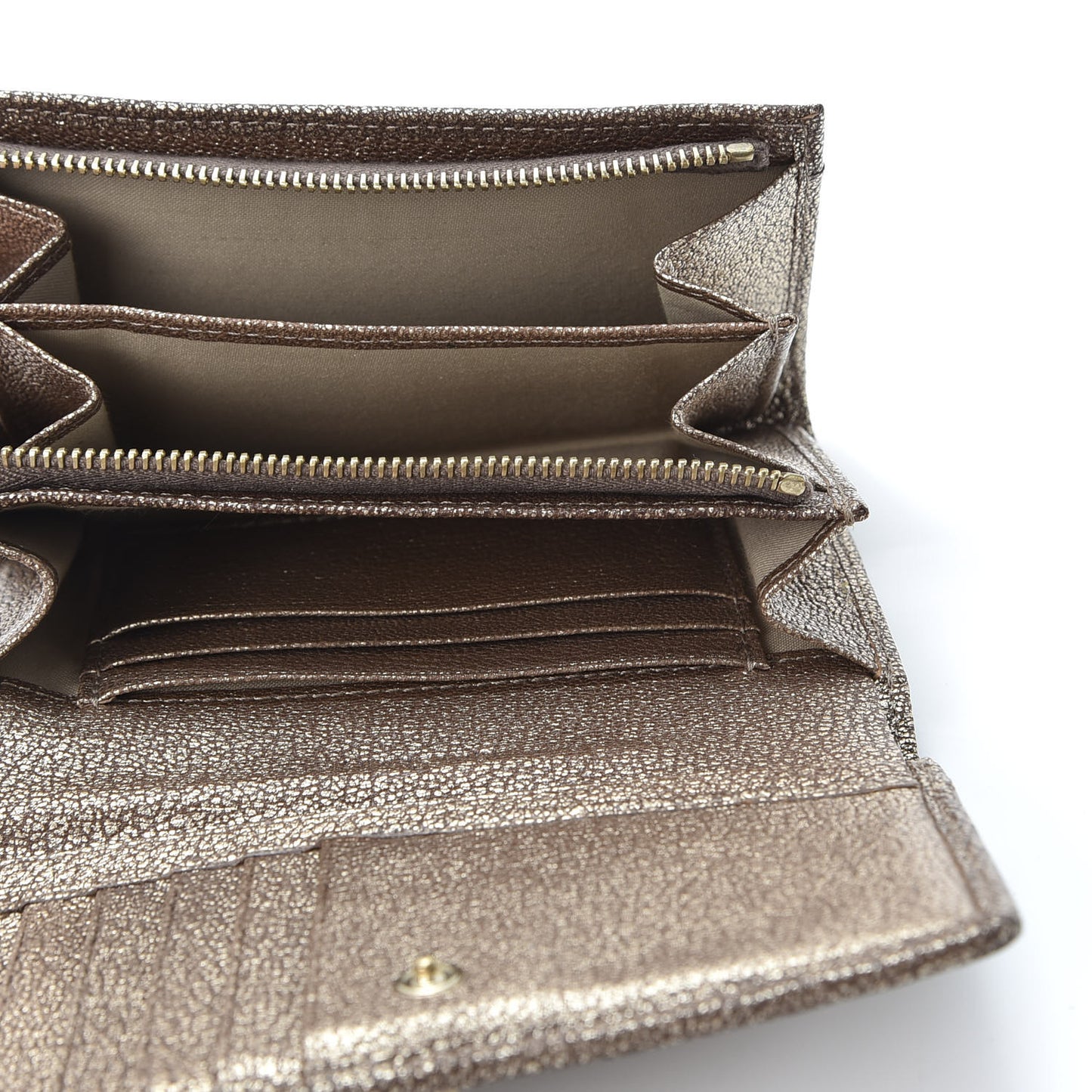 Metallic Goatskin Tree French Purse Wallet Metallic Mushroom