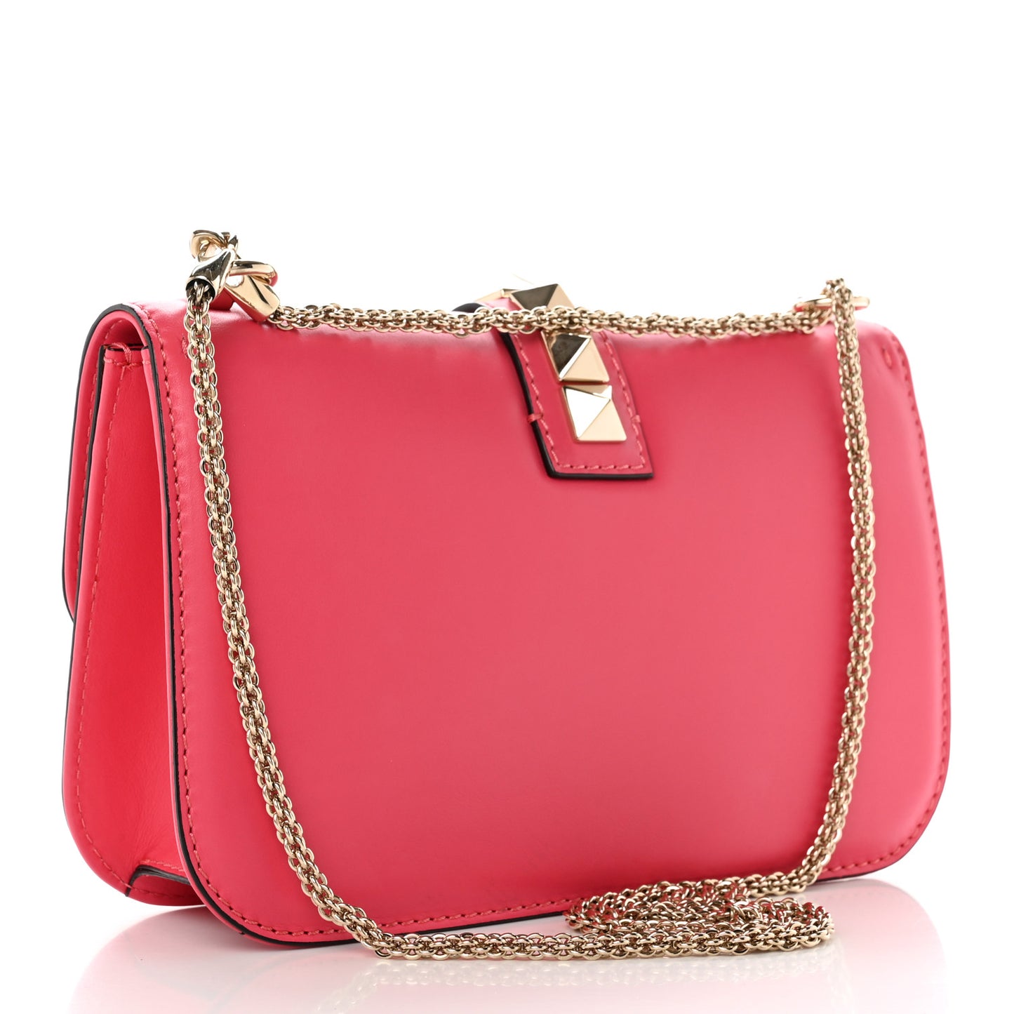 Vitello Medium Glam Lock Rockstud Flap Deep Rose