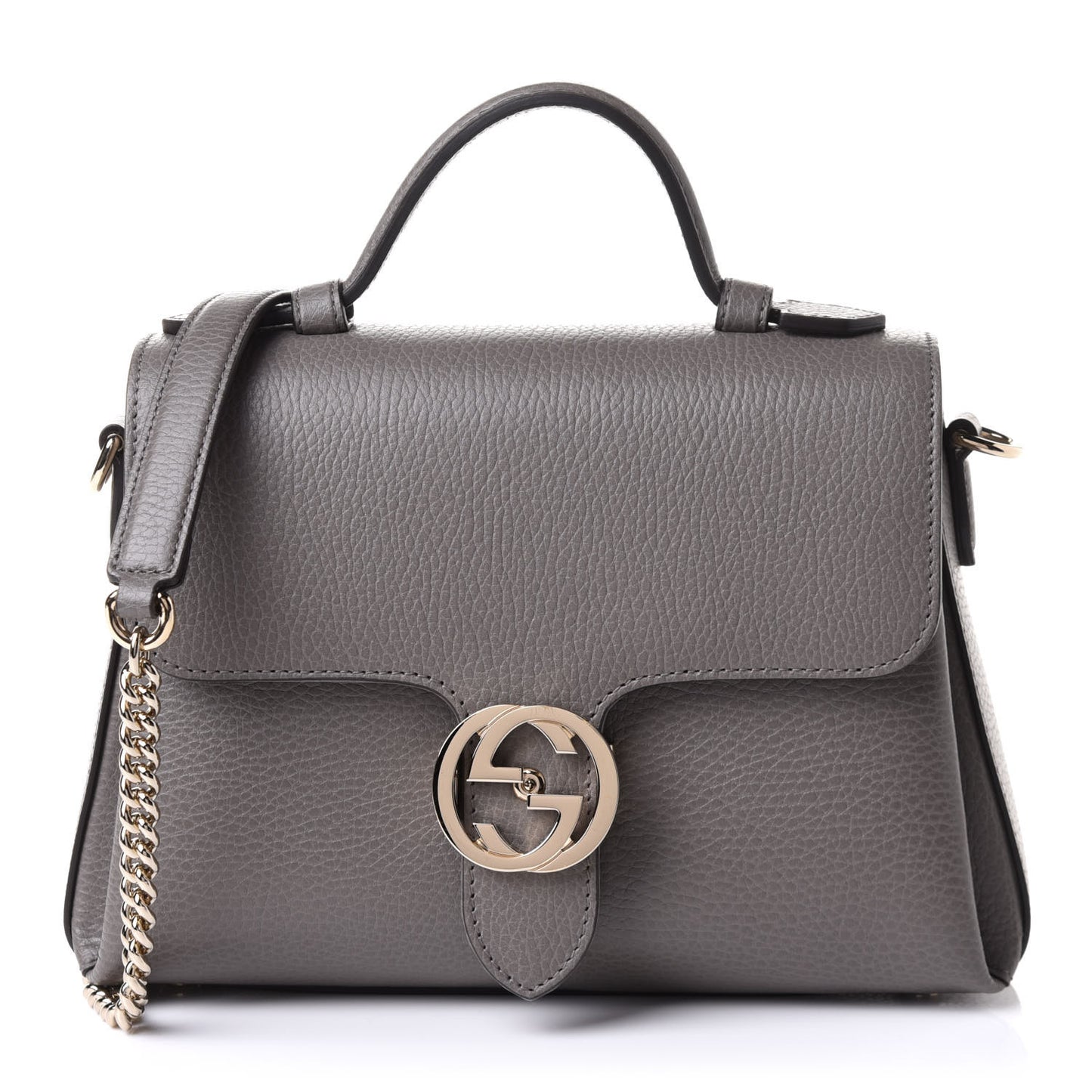 Dollar Calfskin Interlocking G Top Handle Shoulder Bag Loess