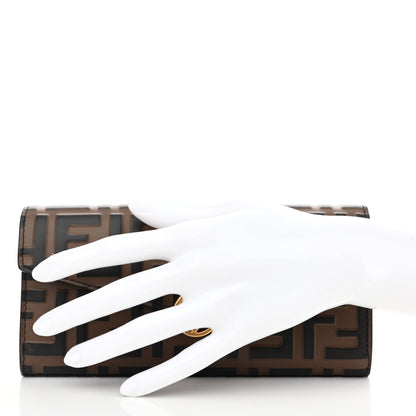 Fendi Vitello Soft F is Fendi Bi-Color FF 1974 Embossed Continental Envelope Wallet Maya Black 2 of 7