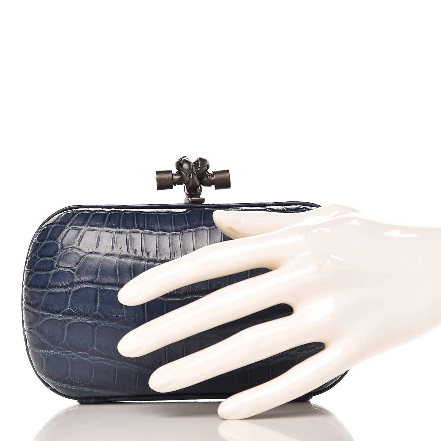 Crocodile Knot Clutch Blue