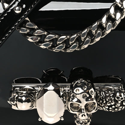 Alexander McQueen Patent Jeweled Satchel Black 7 of 9