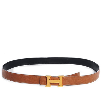 Hermes Box Togo Reversible Guilloche 32mm Gold H Belt Black 95 1 of 4