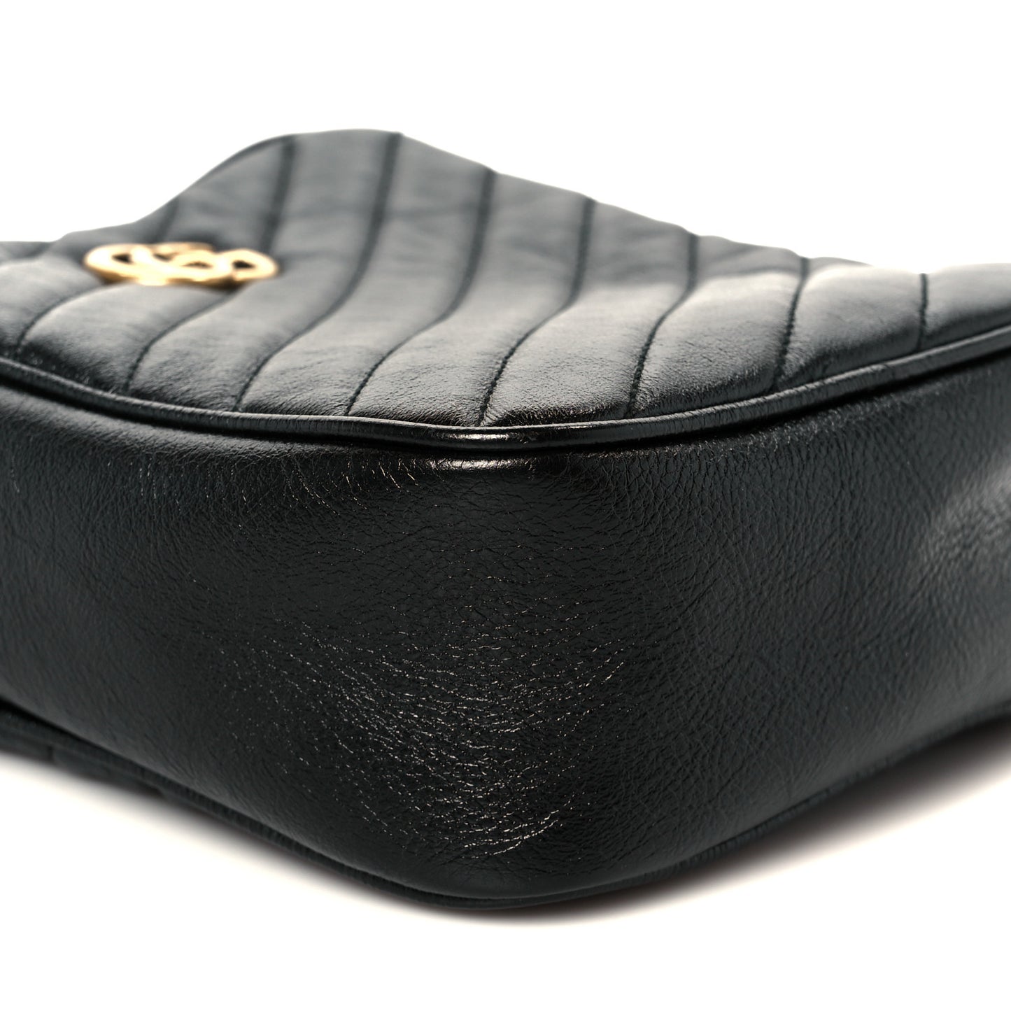 Azalea Calfskin Matelasse Diagonal Tall GG Marmont Crossbody Bag Black