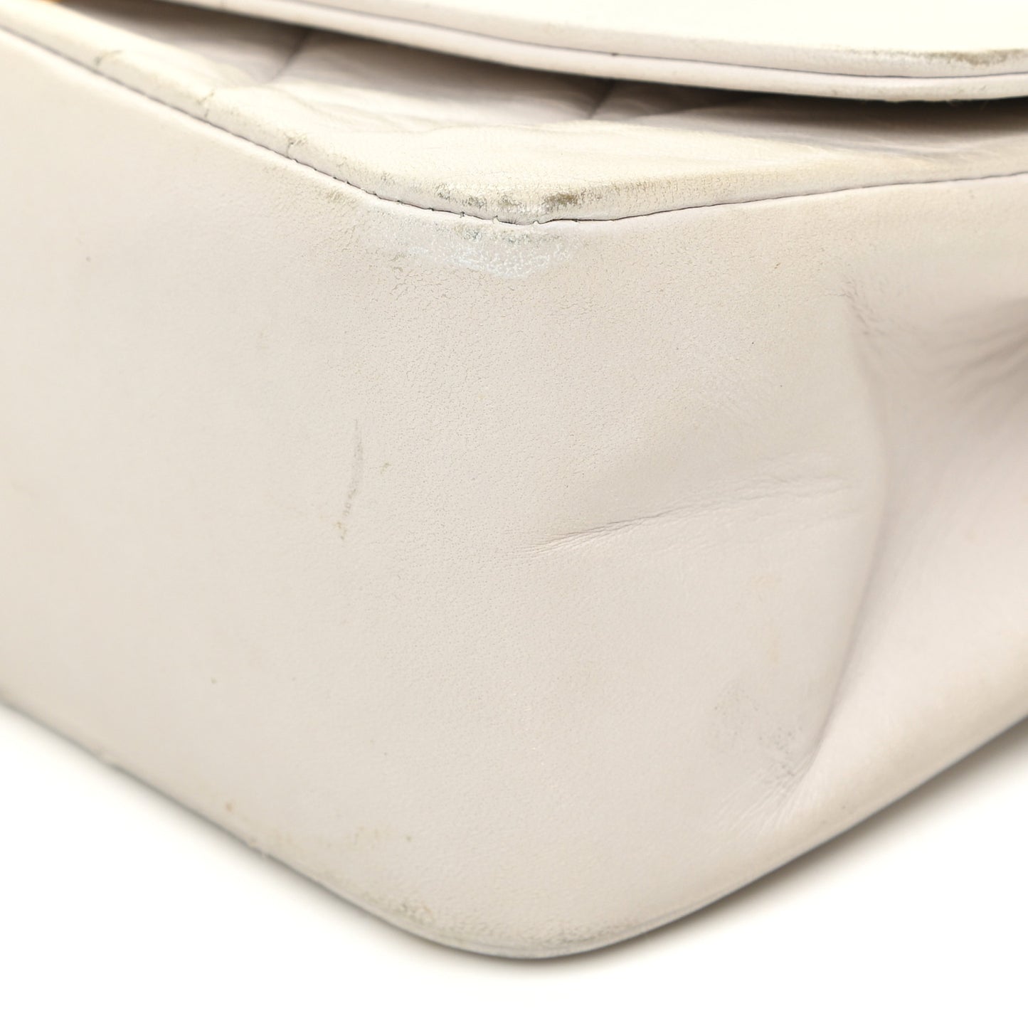 Lambskin Quilted Medium Single Flap White