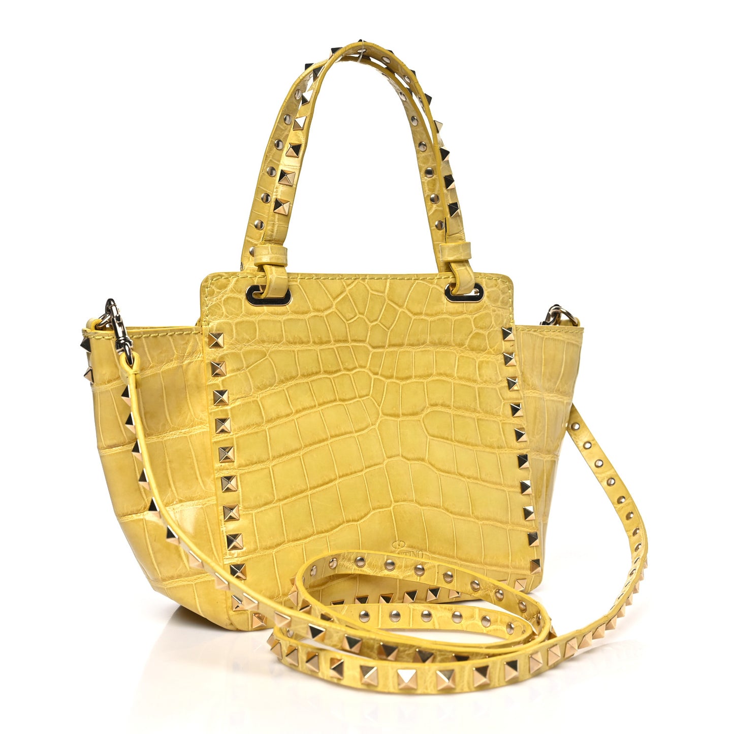 Crocodile Small Rockstud Tote Jonquill