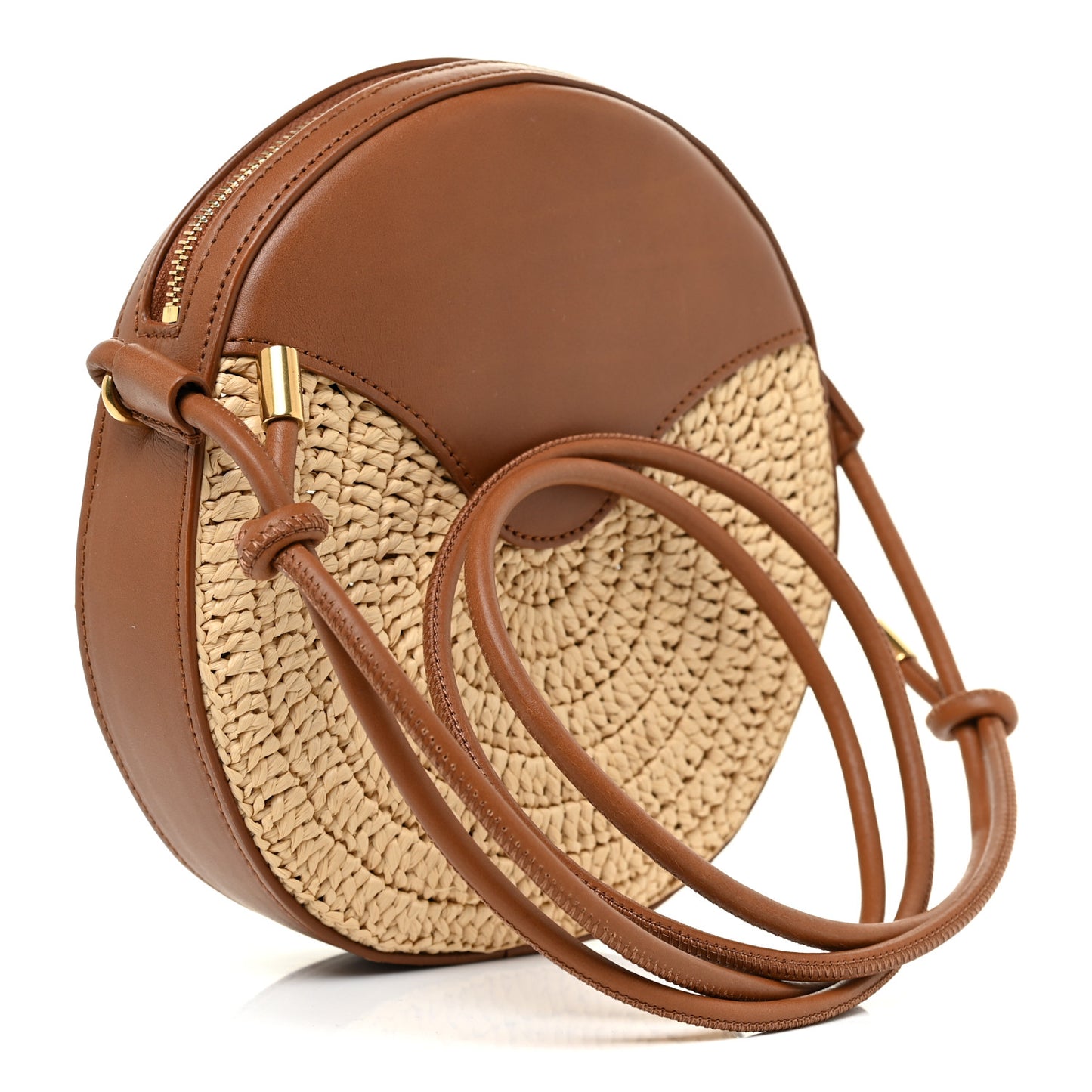 Raffia Round Camera Bag Beige Naturel