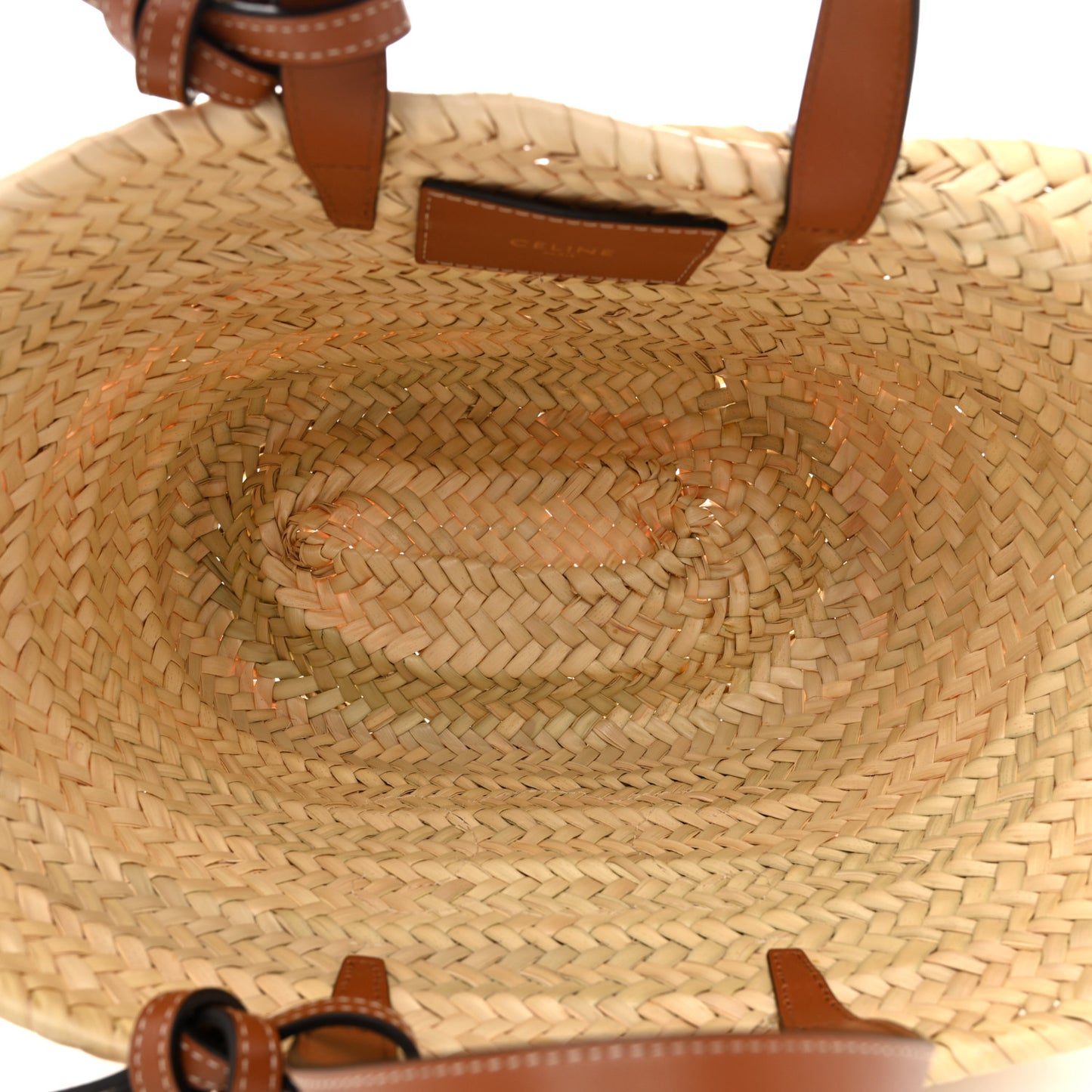 Raffia Calfskin Triomphe Teen Panier Tan