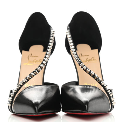 Christian Louboutin Kid PVC Spike Cross 100 Pumps 37.5 Black Silver 2 of 8