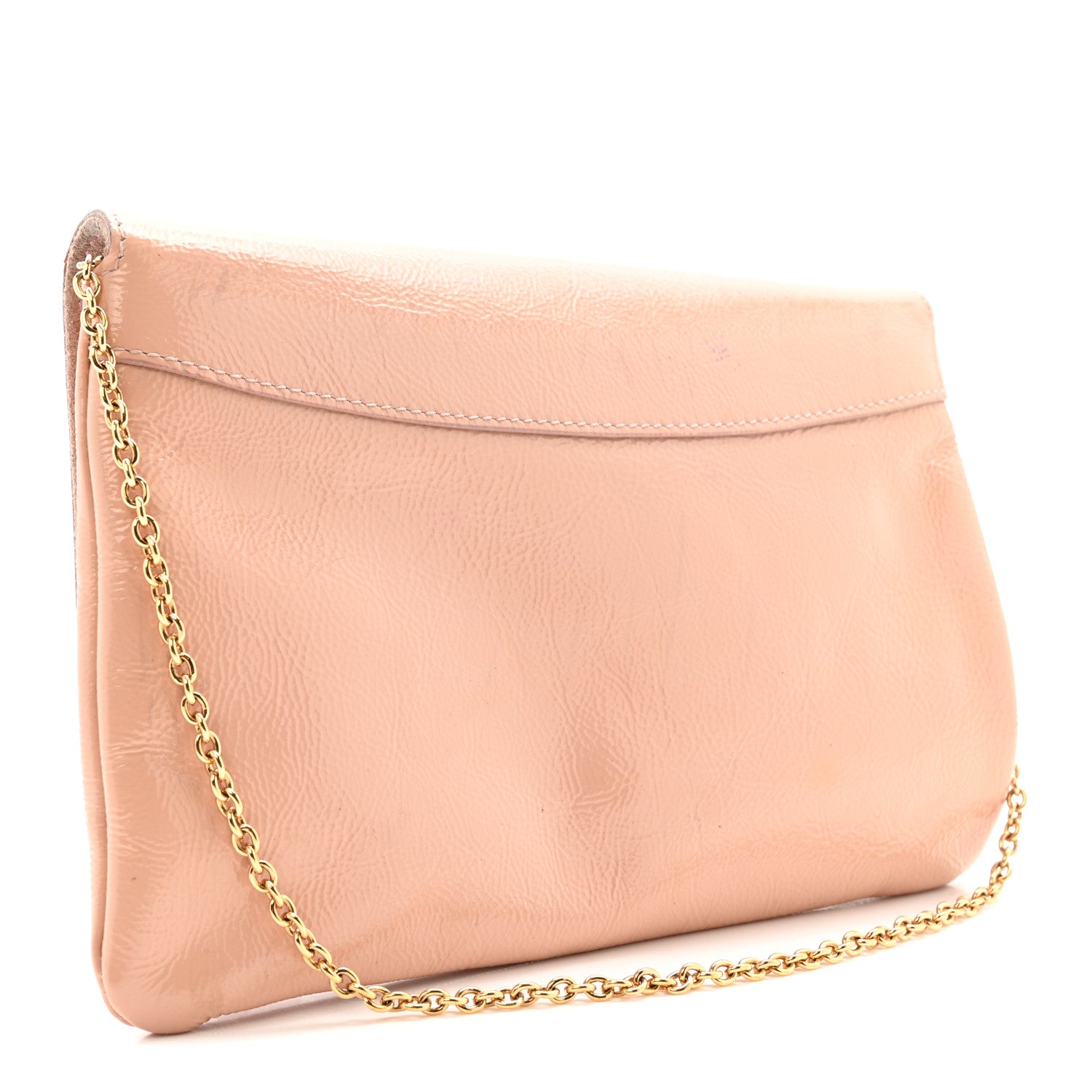 Saint Laurent Patent Calfskin Belle de Jour Chain Clutch Pink 3 of 17