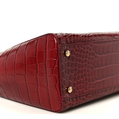 Chanel Calfskin Crocodile Embossed Archetype Small Shopping Tote Burgundy 9 of 11