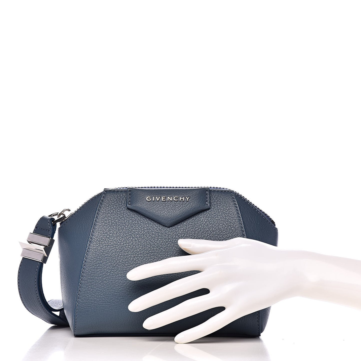 Sugar Goatskin Small Antigona Beauty Wristlet Blue Mineral