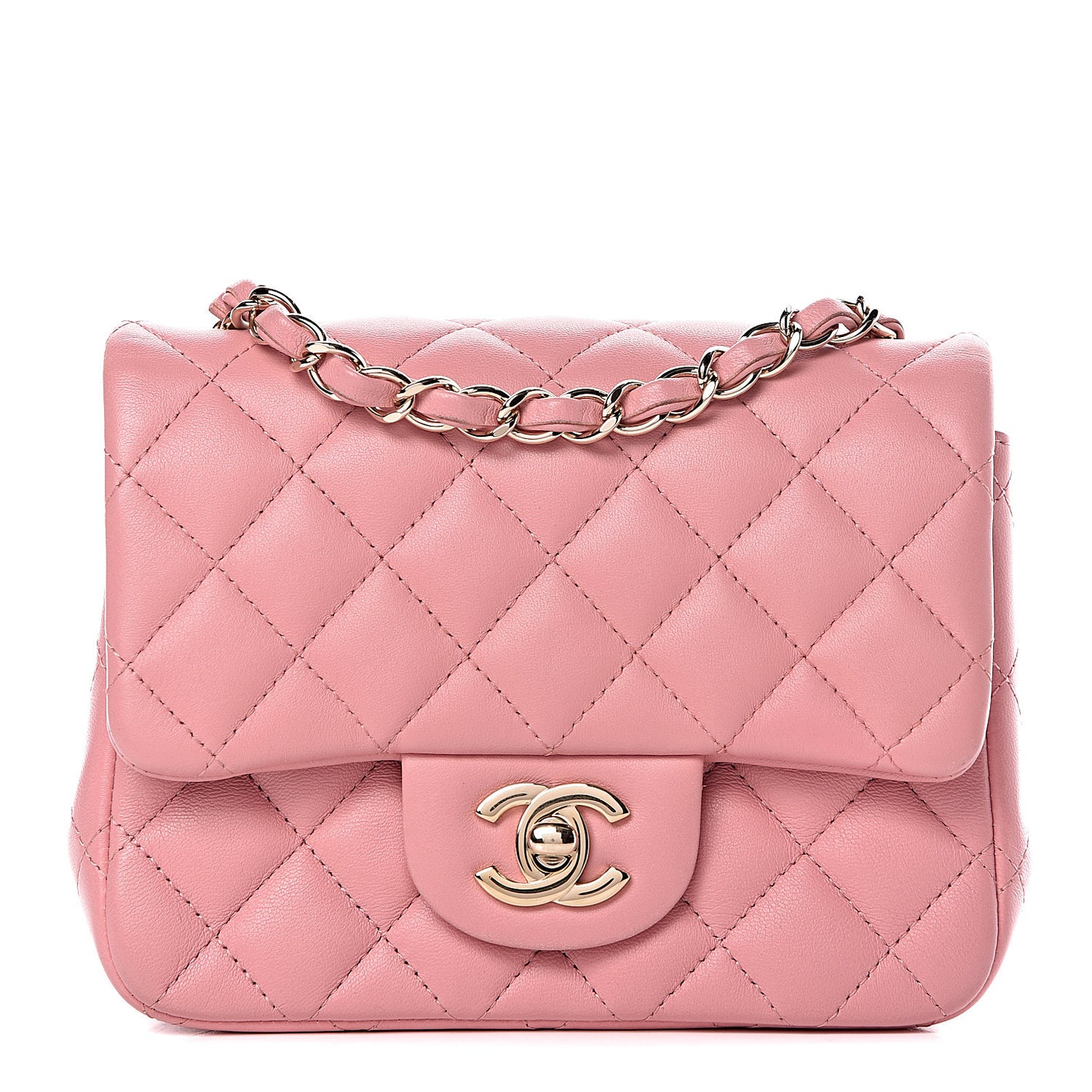 Lambskin Quilted Mini Square Flap Pink