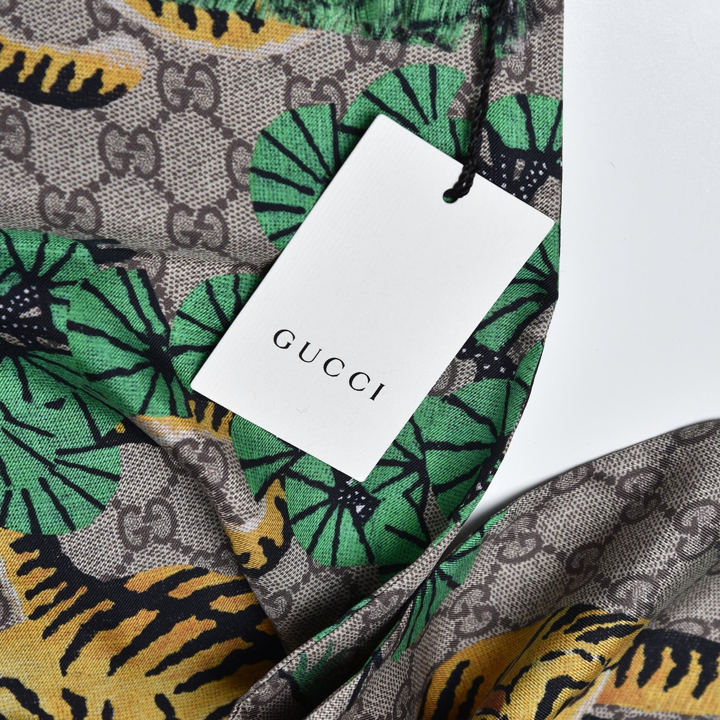 Silk GG Supreme Bengal Print Scarf Beige