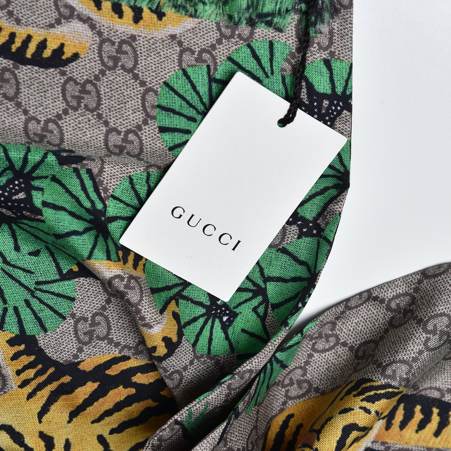 Gucci Silk GG Supreme Bengal Print Scarf Beige 6 of 7