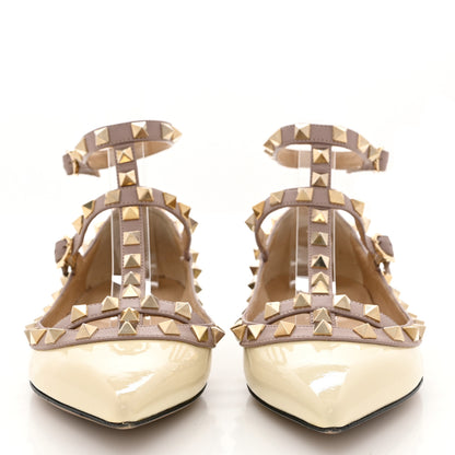 Valentino Garavani Patent Rockstud Cage Ballerina Flats 36 Light Ivory Poudre 2 of 13