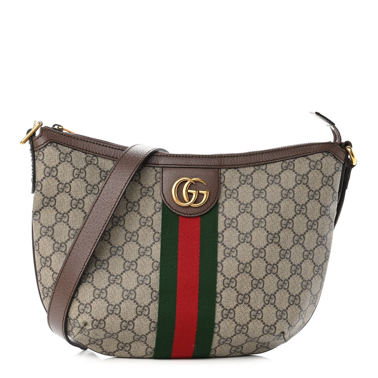 Gucci GG Supreme Monogram Web Small Ophidia Half Moon Hobo Brown 1 of 10