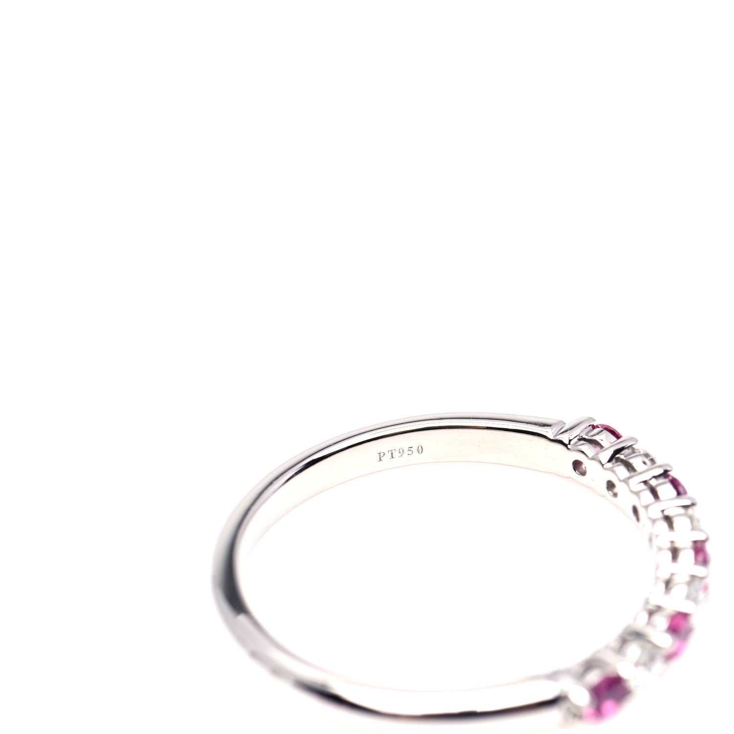 Tiffany Platinum Diamond Pink Sapphire 2.2mm Embrace Half Circle Ring 52 6 6 of 7
