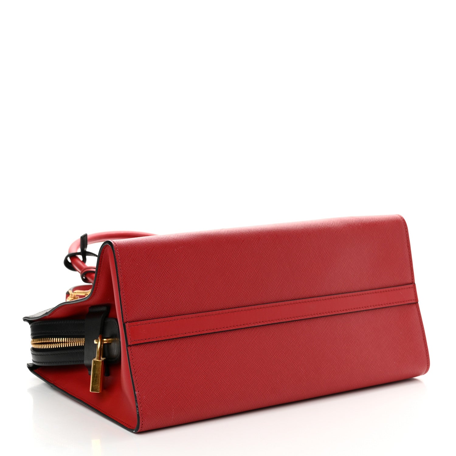 Prada Saffiano City Calfskin Medium Esplanade Fuoco Black 4 of 13