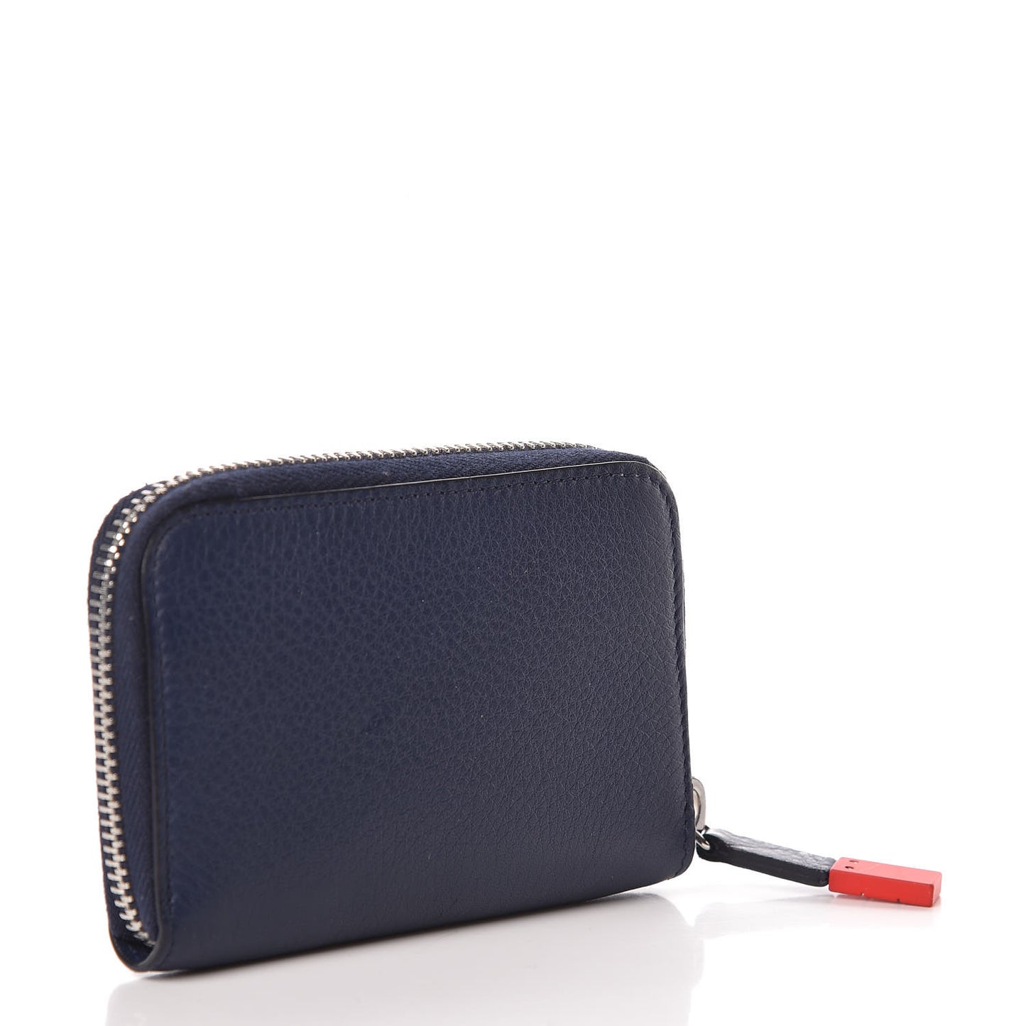 Grained Calfskin Compact Zip Wallet in Blue