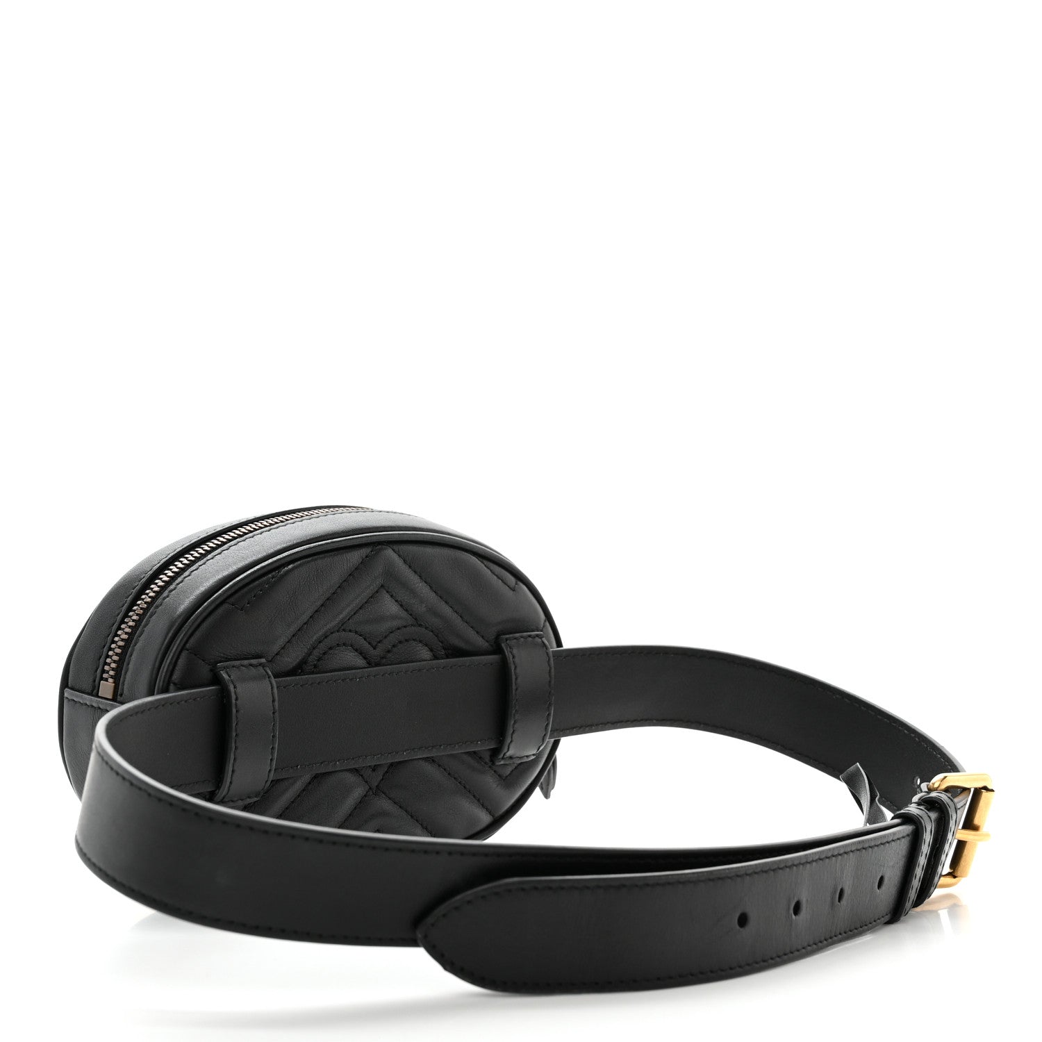 Gucci Calfskin Matelasse GG Marmont Belt Bag 85 34 Black 3 of 11