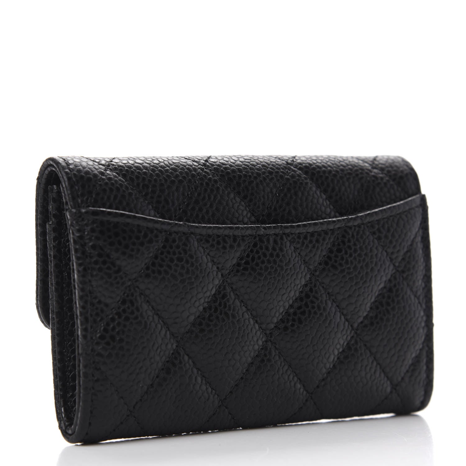 Chanel Caviar Quilted Flap Card Holder Wallet Black 3 of 9
