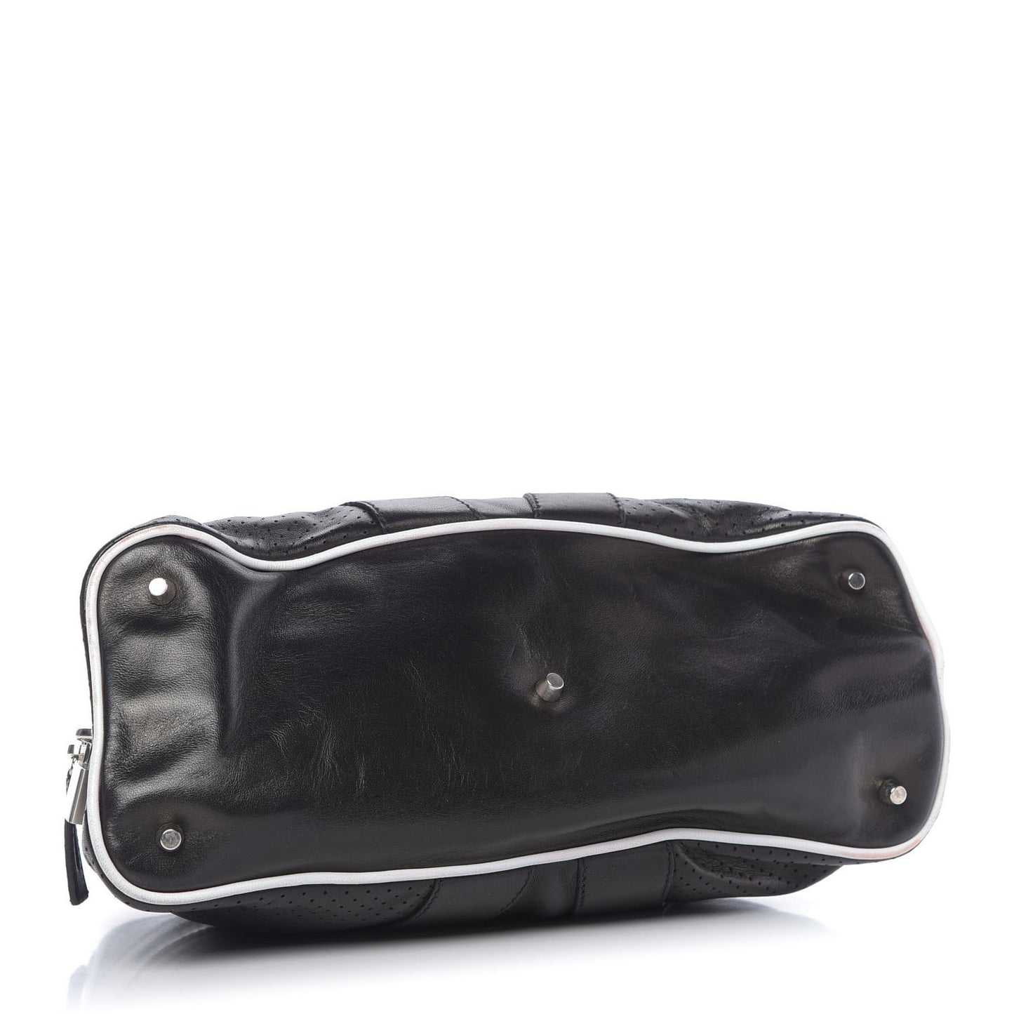 Vitello Drive Perforated Shoulder Bag Black