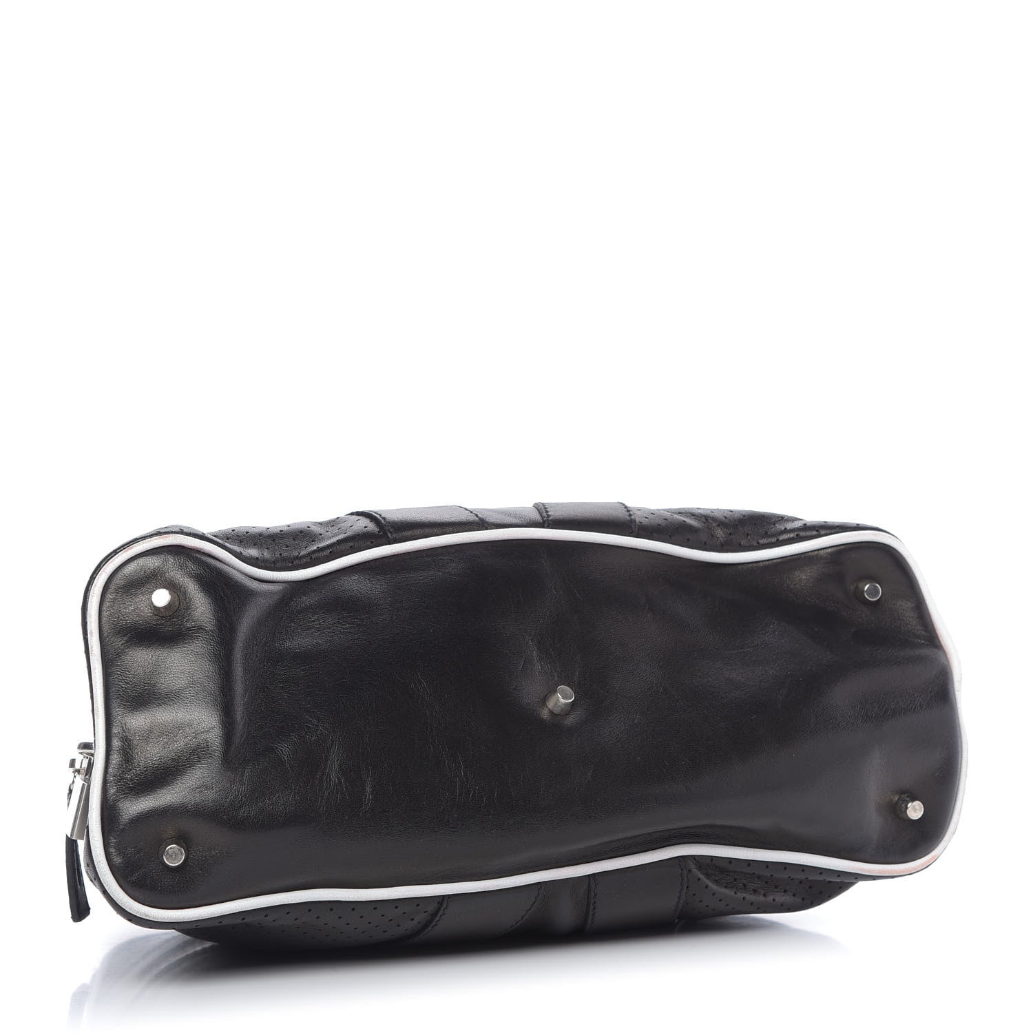 Prada Vitello Drive Perforated Shoulder Bag Black 4 of 14