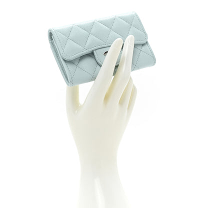 Chanel Caviar Quilted Flap Card Holder Wallet Light Blue 2 of 11