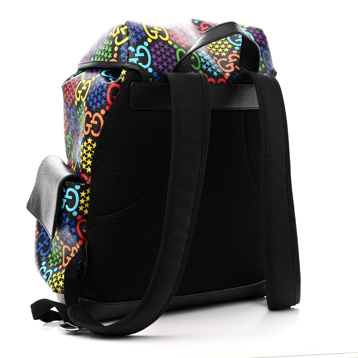 Gucci GG Supreme Monogram Psychedelic Medium Double Buckle Backpack Black Multicolor 3 of 10