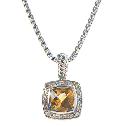 David Yurman Sterling Silver Diamond Citrine 7mm Petite Albion Pendant Necklace 4 of 6