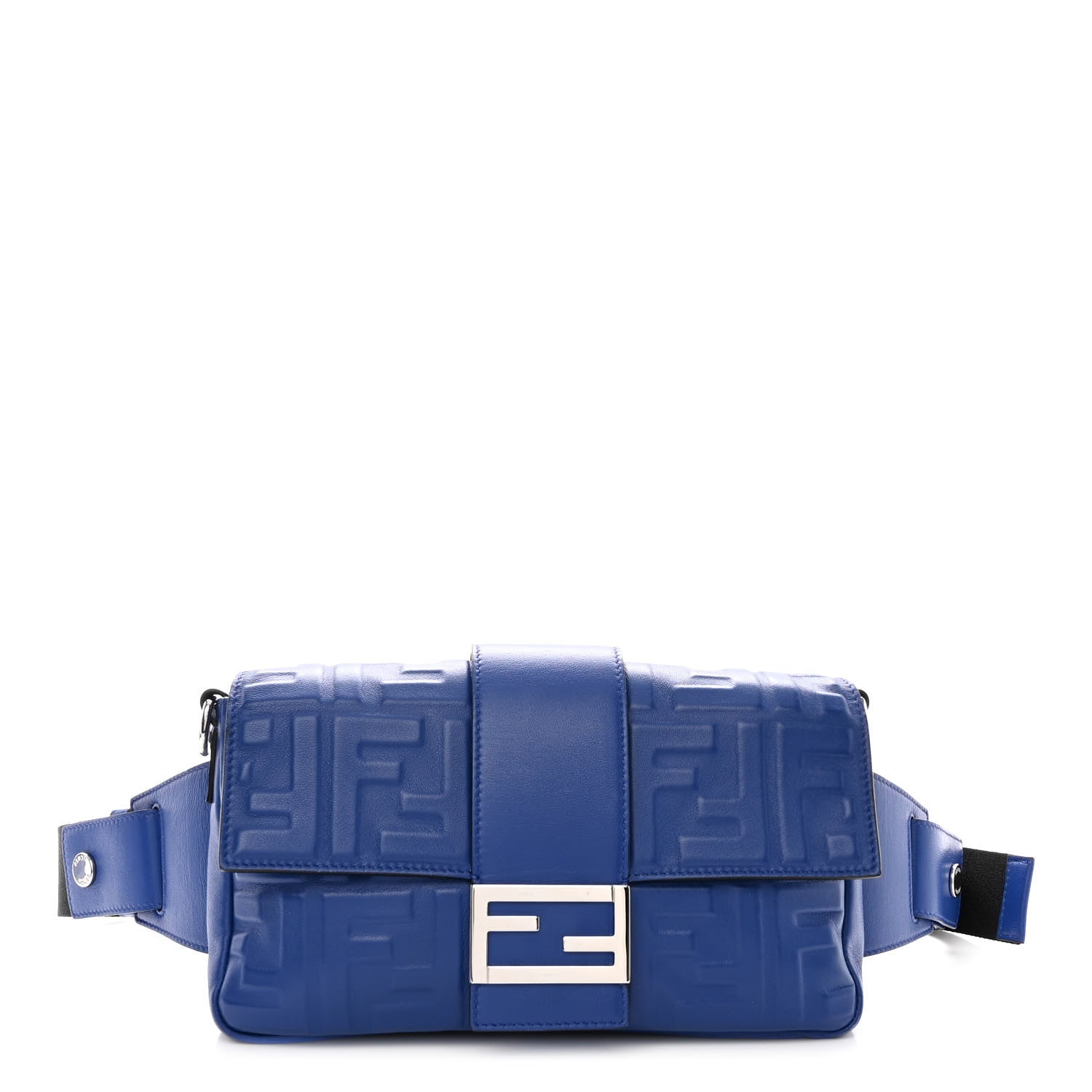 Fendi Nappa FF 1974 Embossed Belt Baguette Bag Blue Neon 1 of 12