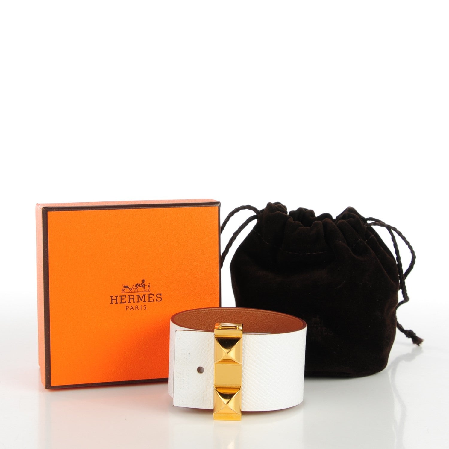 Hermes Epsom Imprevisible Bracelet MM White 4 of 6