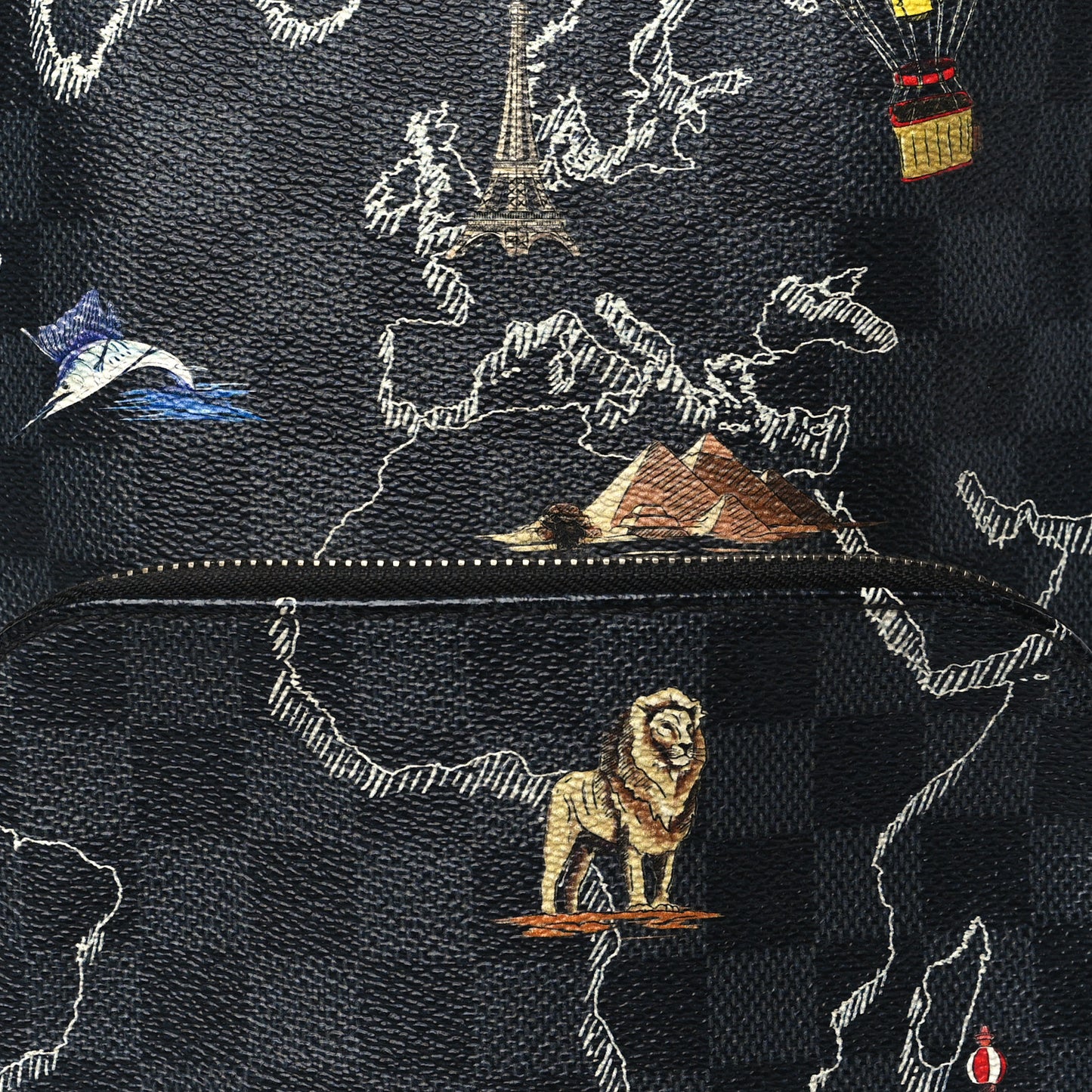 Damier Graphite World Map Avenue Sling Backpack