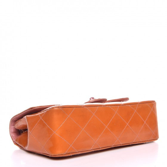 Patent Quilted Mini Rectangular Flap Orange