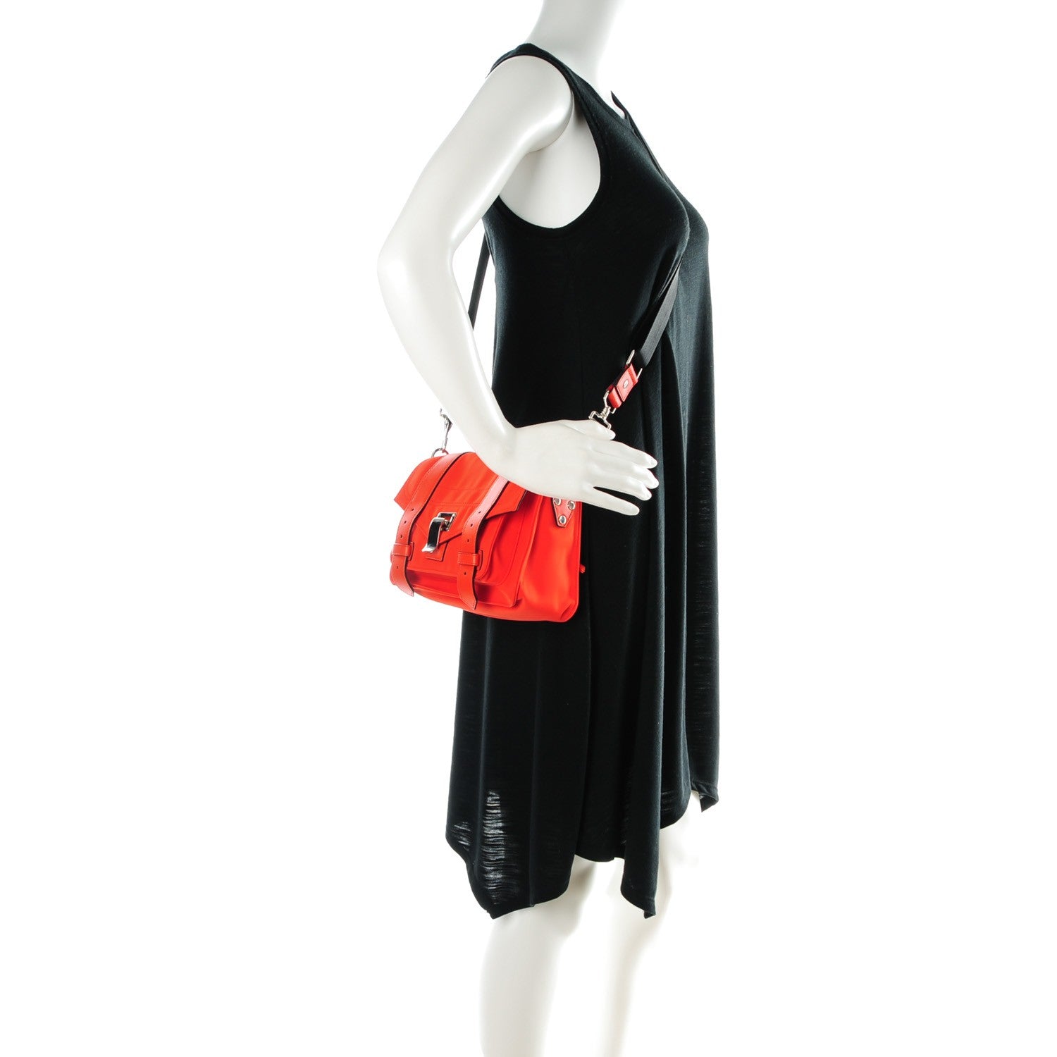 Proenza Schouler Nylon Calfskin PS1 Pouch Messenger Fire Red 2 of 7