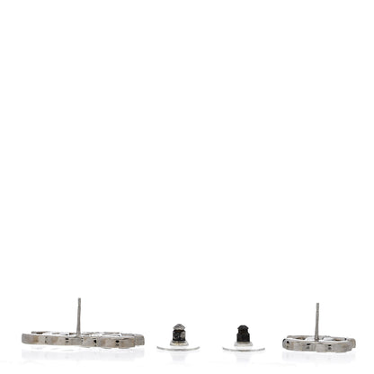Chanel Baguette Crystal Double CC Earrings Silver 3 of 5