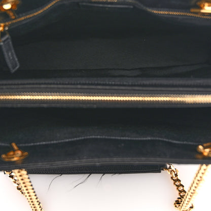 Saint Laurent Grain De Poudre Matelasse Chevron Monogram Shopping Bag Black 5 of 11