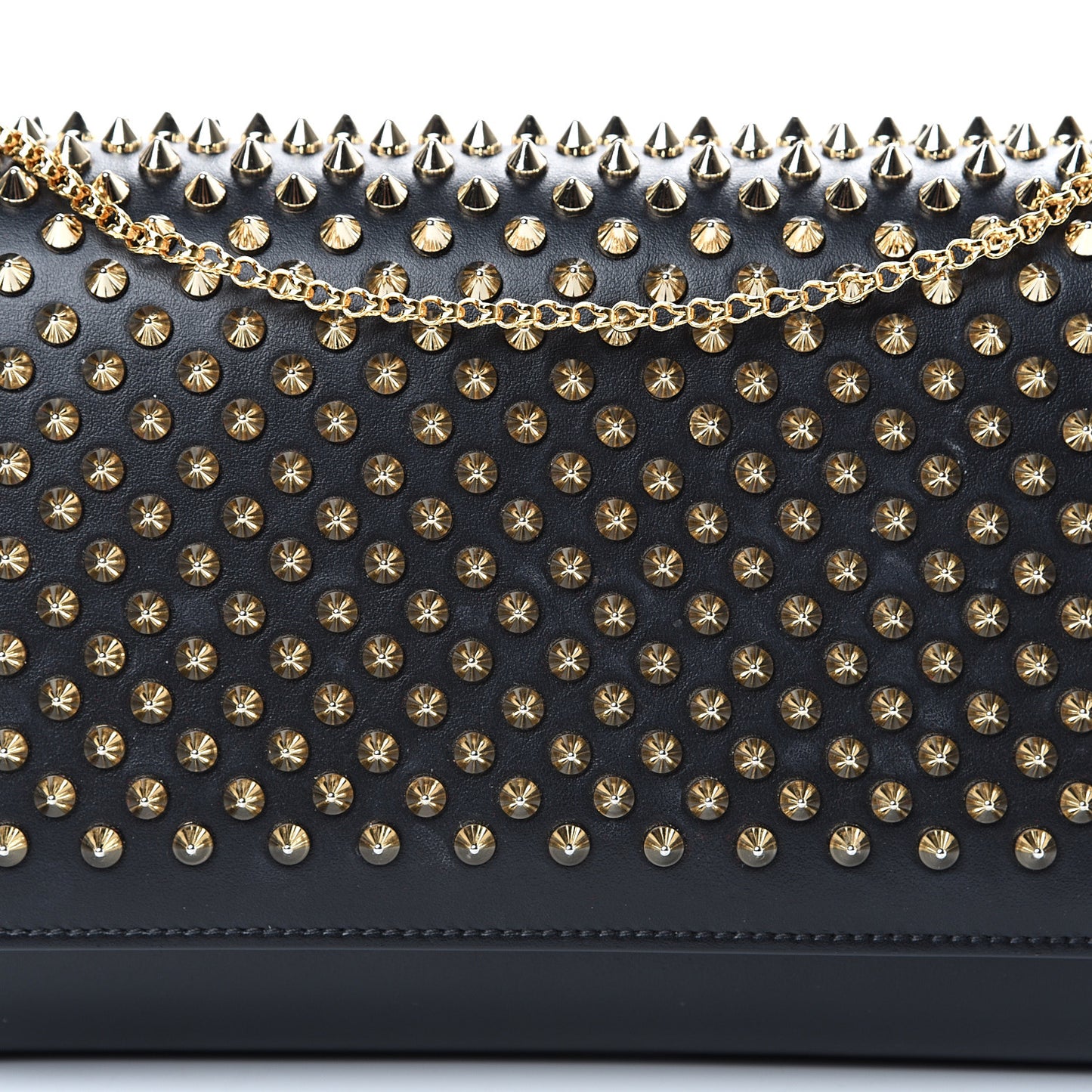 Calfskin Patent Leopard Spikes Paloma Clutch Black