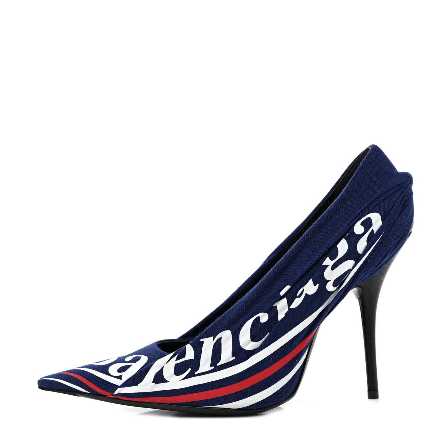 Jersey Crepe Political Campaign Logo Knife 115 Pointed Pumps 38.5 Pacifique White Rouge