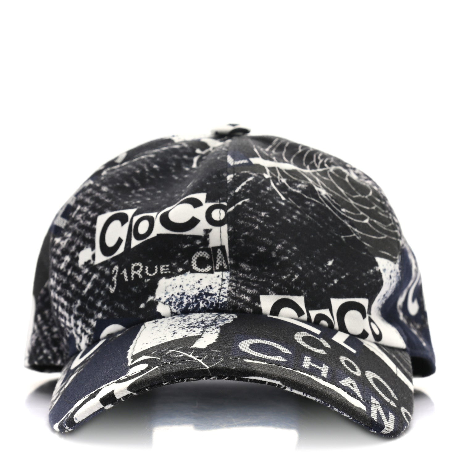 Chanel Cotton Coco Print Cap Hat Navy Black White 3 of 8